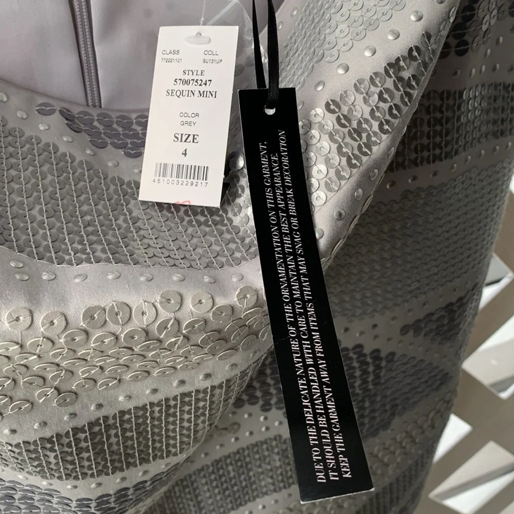 WHBM Light Grey Sequined Mini Skirt